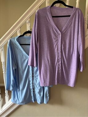 Light Purple and Light Blue Button-Front Cardigan